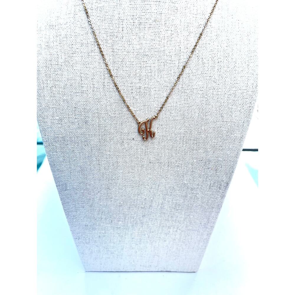 Crown & Ivy Monogram Initial Letter "K” Necklace Gold Tone